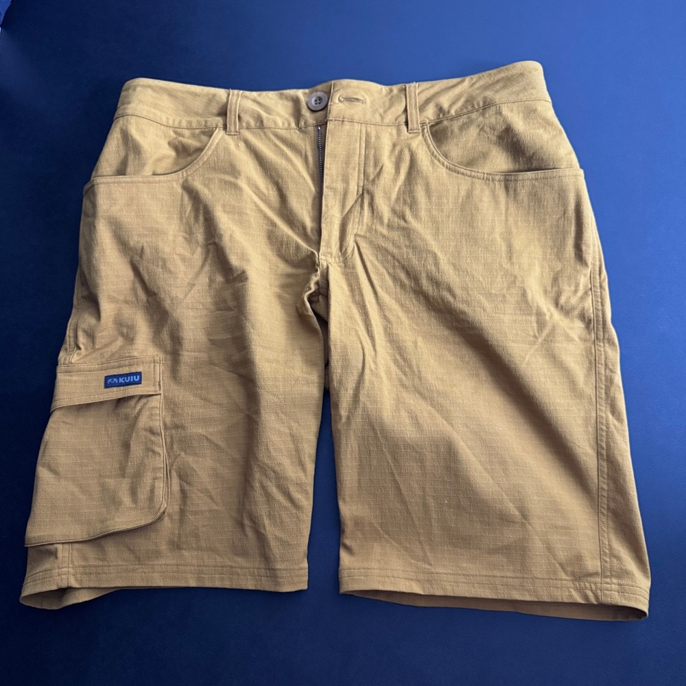 KUIU Cargo Shorts Mens 36 Khaki Tan Solid Ripstop Outdoor Hiking Shorts